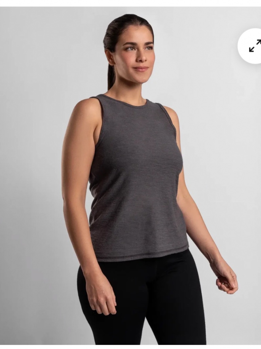 ARMS OF ANDES 100% Alpaca RUNNING TANK, grey, medium